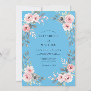 Invitation Mariage à la Petale Rose Bleuet