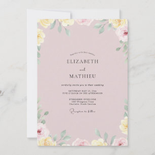 Invitation Mariage à la Pétale Rose Poussiéreuse