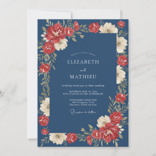 Invitation Mariage à la Petale Rouge Acier