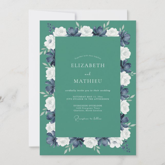 Invitation Mariage à la Pivoine de Jade (Devant)