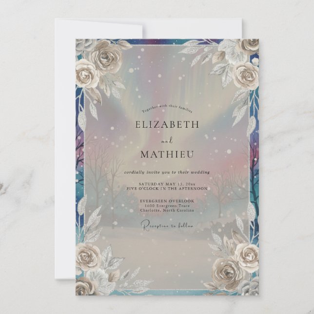 Invitation Mariage à la Pivoine Iridescente (Devant)