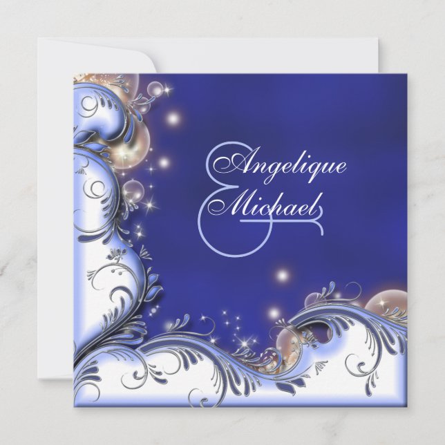 Invitation Mariage à la plage bleu d'ivoire tropical côtier (Devant)