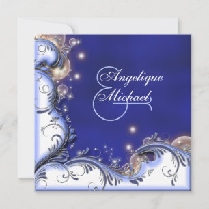 Invitation Mariage à la plage bleu d'ivoire tropical côtier