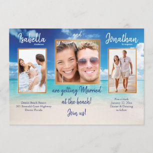 Invitation Mariage à la plage   vos photos    personnalisez