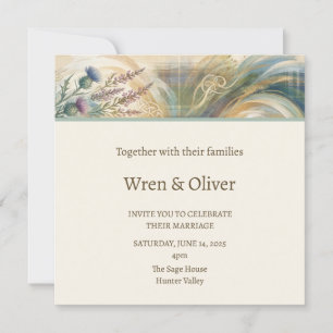 Invitation Mariage à la plume de paon