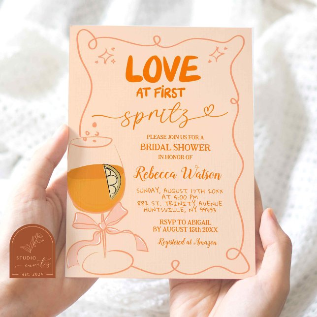 Invitation Mariage à la première gorgée de Spritz dessiné à l (Créateur téléchargé)