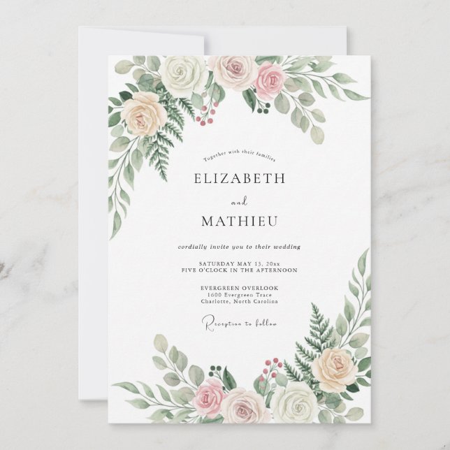 Invitation Mariage à la Renoncule de Pêche Sage et à l'Eucaly (Devant)