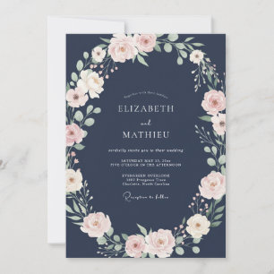 Invitation Mariage à la rose de minuit aux pétales de rose