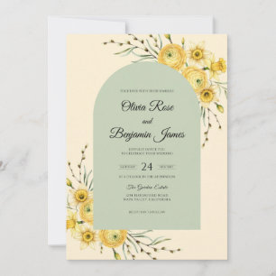 Invitation Mariage à la Sauge Fleur Sauvage Citron