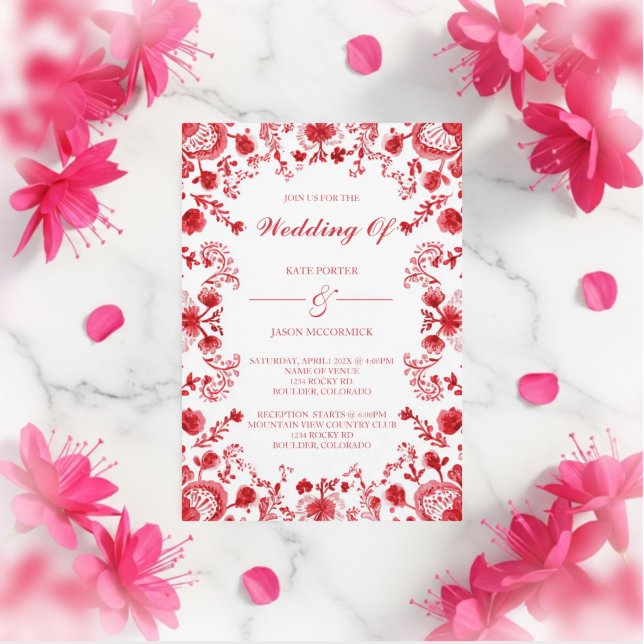 Invitation Mariage à la Talavera Rouge  (Créateur téléchargé)