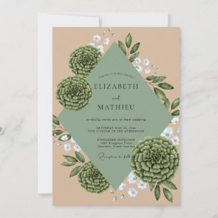 Invitation Mariage à la terracotta avec de l'olivier, des pla