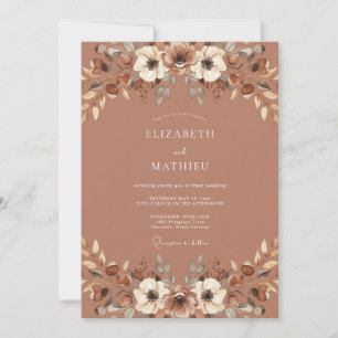 Invitation Mariage à la terre cuite Eucalyptus Feuillage Roui