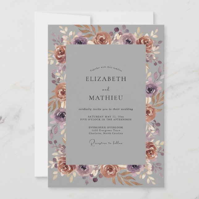 Invitation Mariage à la Terre Cuite Mauve Ardoise (Devant)