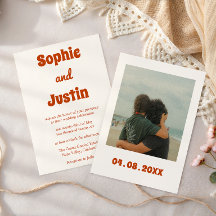 Mariage à la typographie orange brûlée rétro