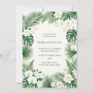 Invitation Mariage à la végétation de palmiers tropicaux