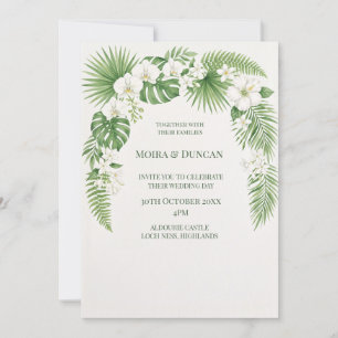 Invitation Mariage à la végétation de palmiers tropicaux