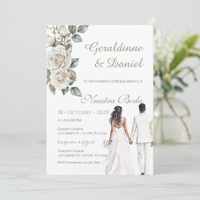 Invitation Mariage à la végétation espagnole (Debout devant)