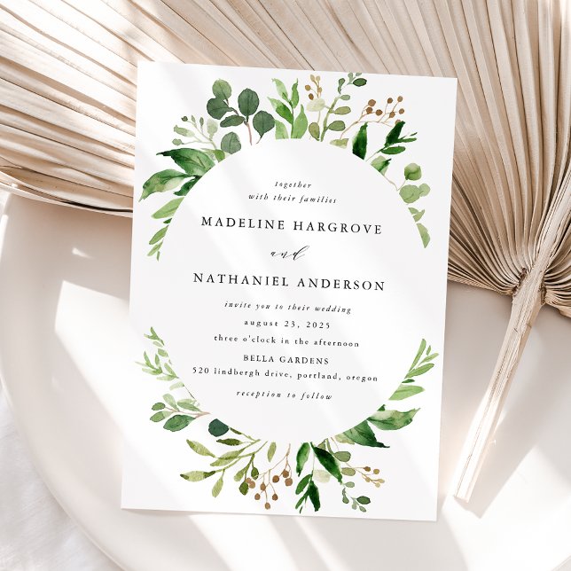 Invitation Mariage à la verdure aquarelle (Créateur téléchargé)