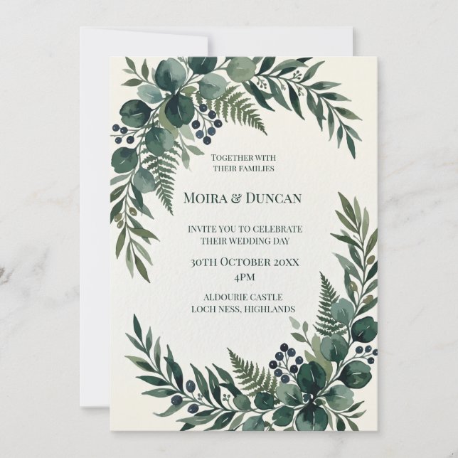 Invitation Mariage à la verdure de palmiers tropicaux (Devant)