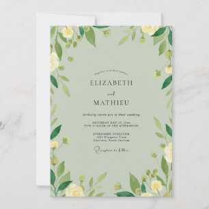 Invitation Mariage à la verdure ivoire céladon