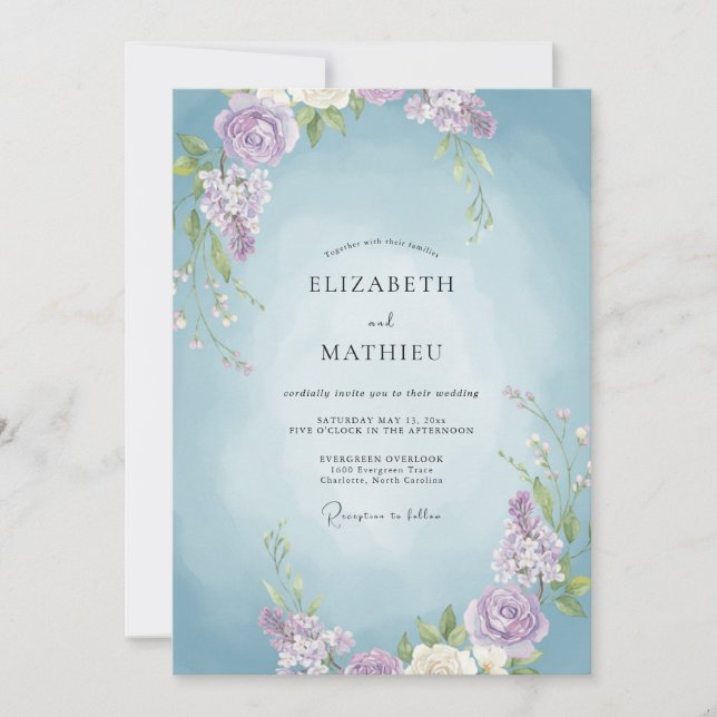 Invitation Mariage à la Vigne Azur Améthyste (Devant)