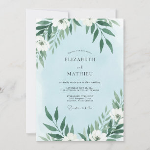Invitation Mariage à la vigne blanche azur
