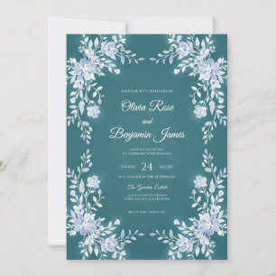 Invitation Mariage à la vigne blanche et sarcelle