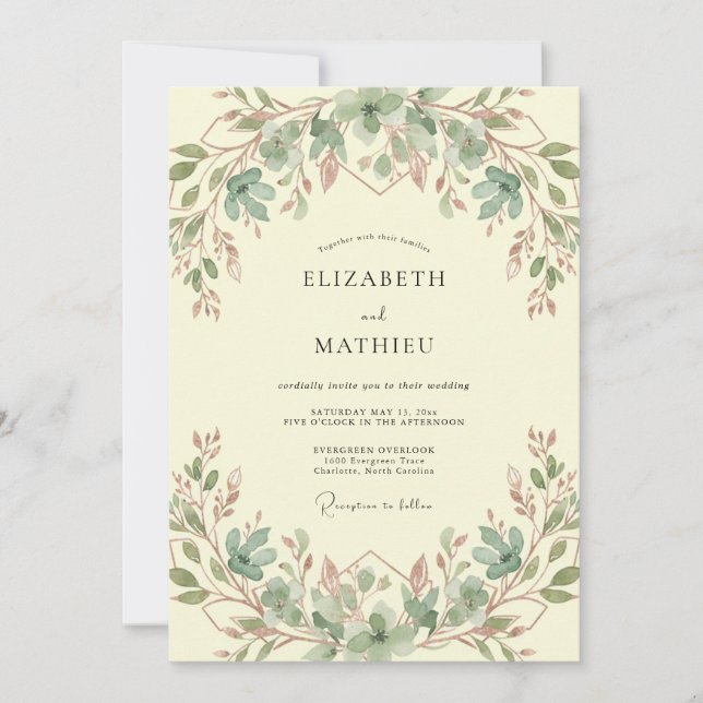 Invitation Mariage à la vigne de crème ivoire (Devant)