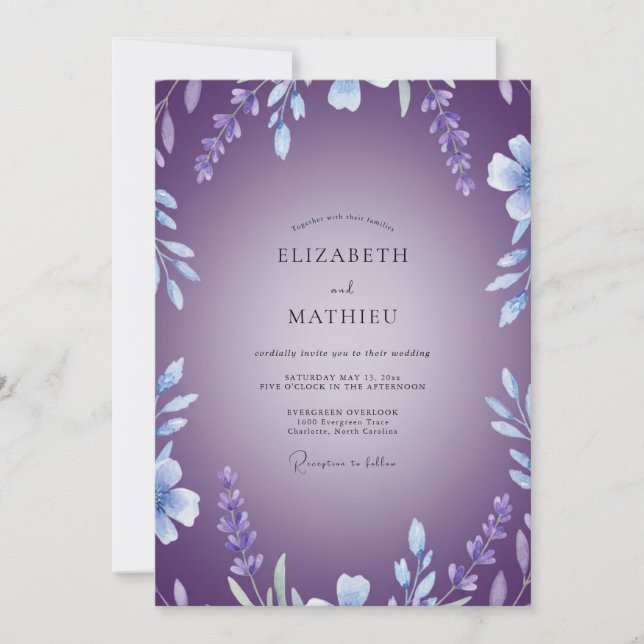 Invitation Mariage à la Vigne de Fleur de Violette (Devant)