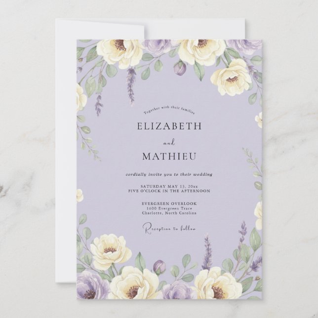 Invitation Mariage à la Vigne d'Ivoire et d'Améthyste (Devant)