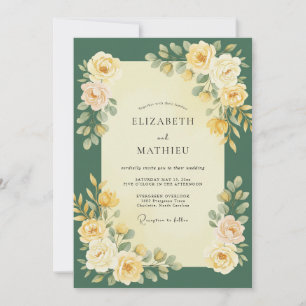 Invitation Mariage à la vigne d'or émeraude