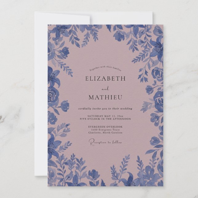 Invitation Mariage à la Vigne Fleur de Maïs Mauve (Devant)