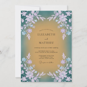 Invitation Mariage à la Vigne Lilas Doré Sarcelle