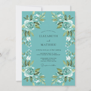 Invitation Mariage à la vigne peinte en turquoise