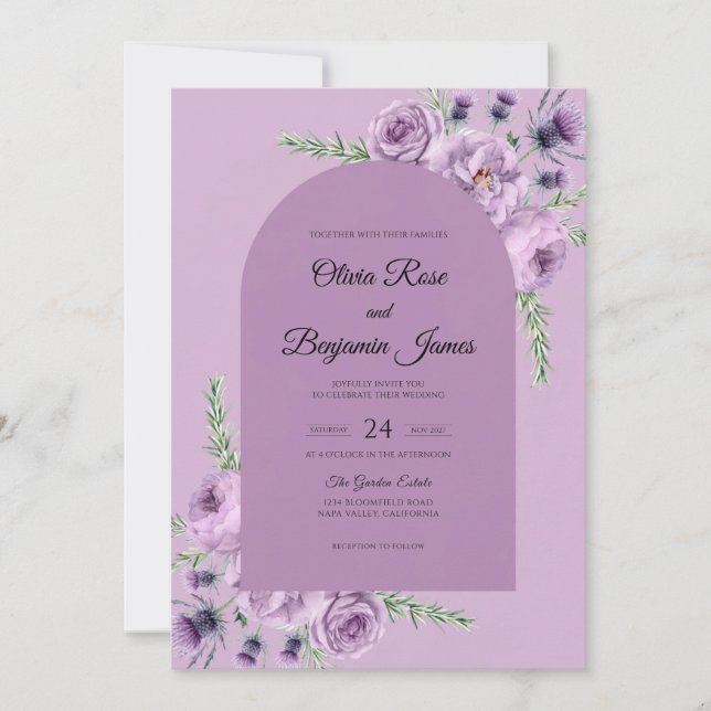 Invitation Mariage à la Vigne Violette (Devant)