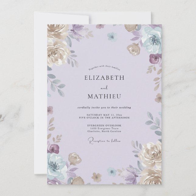 Invitation Mariage à la Vigne Violette Atténuée (Devant)