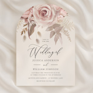 Invitation Mariage à la voûte rose poudrée de créateur tendan