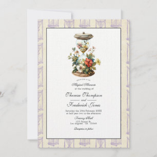 Invitation Mariage à l'ancienne en forme de sablier floral