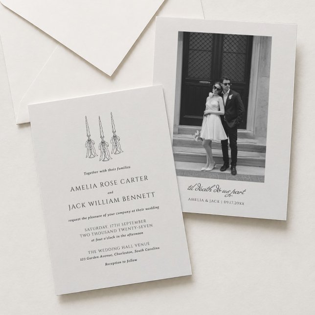Invitation Mariage à l'ancienne ivory et noir Victorien (Créateur téléchargé)