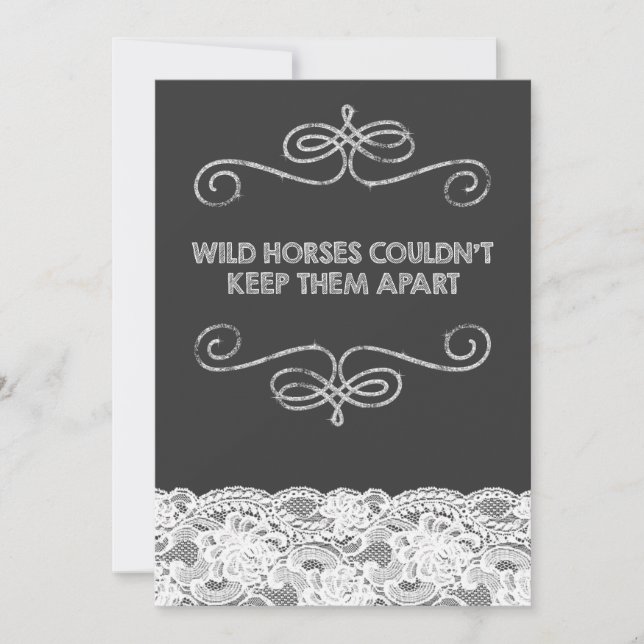 Invitation Mariage à l'ancienne sur tableau noir avec Chevaux (Devant)