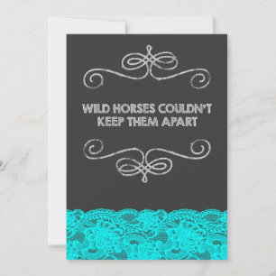Invitation Mariage à l'ancienne sur tableau noir avec Chevaux