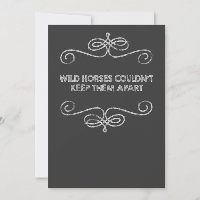 Invitation Mariage à l'ancienne sur tableau noir avec Chevaux (Devant)