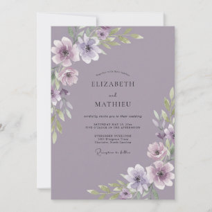 Invitation Mariage à l'Anémone Améthyste Poussiéreuse