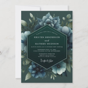 Invitation Mariage à l'anémone de chasseur ardoise
