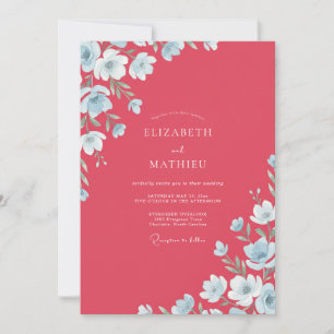 Invitation Mariage à l'anémone de ciel corail