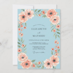 Invitation Mariage à l'anémone de corail pêche