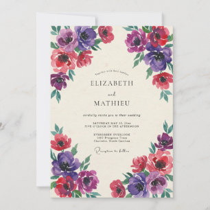 Invitation Mariage à l'anémone de prune pourpre