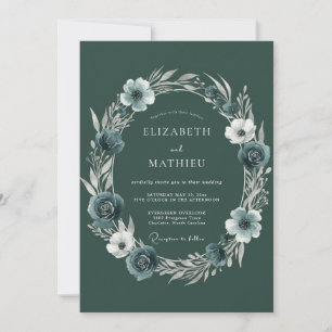 Invitation Mariage à l'Anémone de Slate Profond