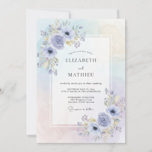 Invitation Mariage à l'anémone dorée et au bleu pervenche