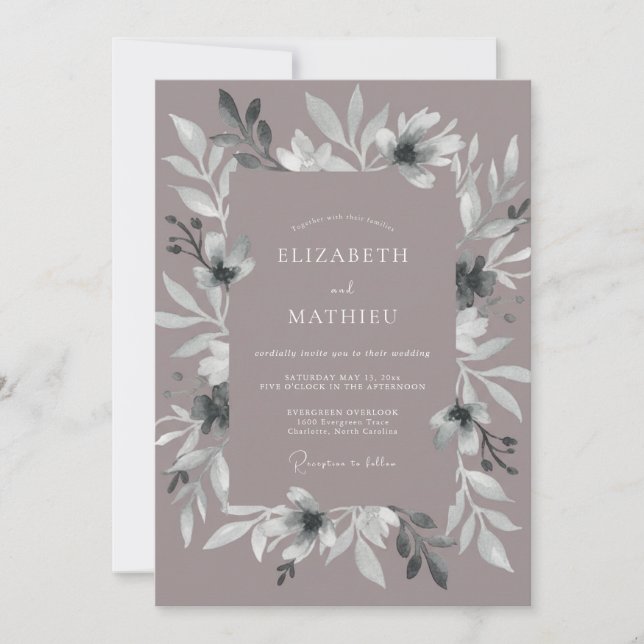 Invitation Mariage à l'Anémone Éthérée Mauve (Devant)